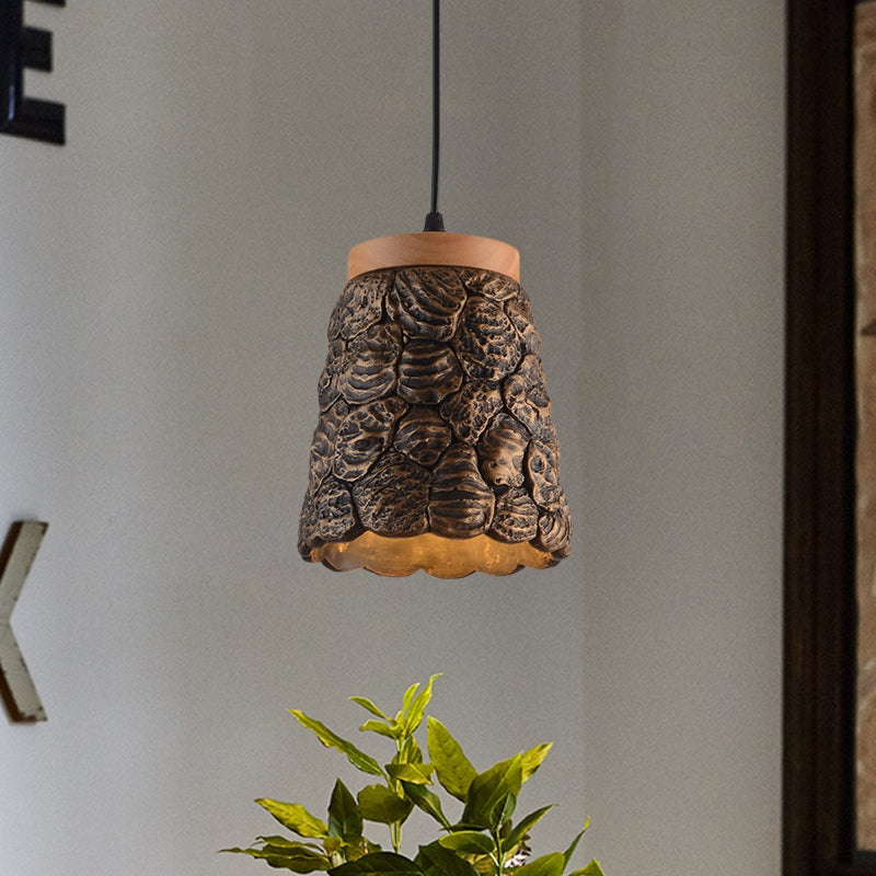 Cement Cup Pendant Light Fixture Antiqued 1-Light Restaurant Hanging Lamp Kit in Dark Grey/Light Grey/Bronze with Lumpy Design Clearhalo 'Ceiling Lights' 'Industrial Pendants' 'Industrial' 'Middle Century Pendants' 'Pendant Lights' 'Pendants' 'Tiffany' Lighting' 739207