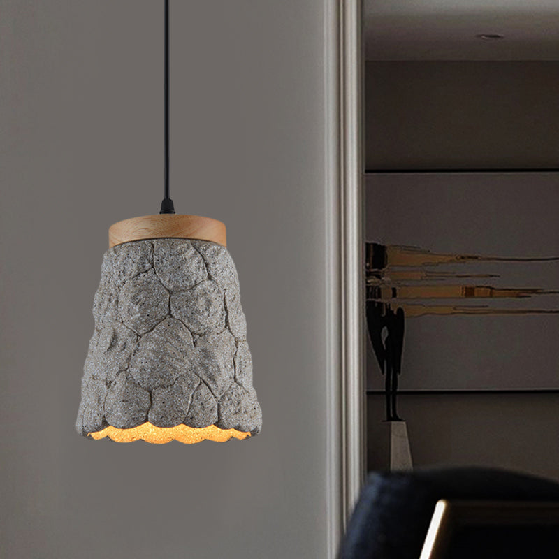 Cement Cup Pendant Light Fixture Antiqued 1-Light Restaurant Hanging Lamp Kit in Dark Grey/Light Grey/Bronze with Lumpy Design Clearhalo 'Ceiling Lights' 'Industrial Pendants' 'Industrial' 'Middle Century Pendants' 'Pendant Lights' 'Pendants' 'Tiffany' Lighting' 739211