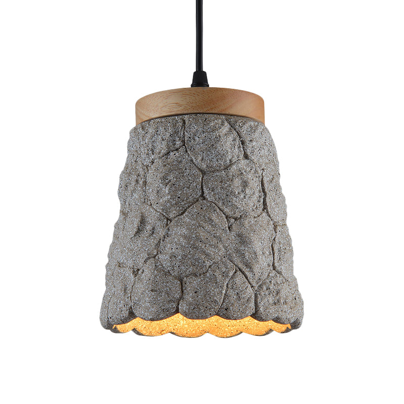 Cement Cup Pendant Light Fixture Antiqued 1-Light Restaurant Hanging Lamp Kit in Dark Grey/Light Grey/Bronze with Lumpy Design Clearhalo 'Ceiling Lights' 'Industrial Pendants' 'Industrial' 'Middle Century Pendants' 'Pendant Lights' 'Pendants' 'Tiffany' Lighting' 739213