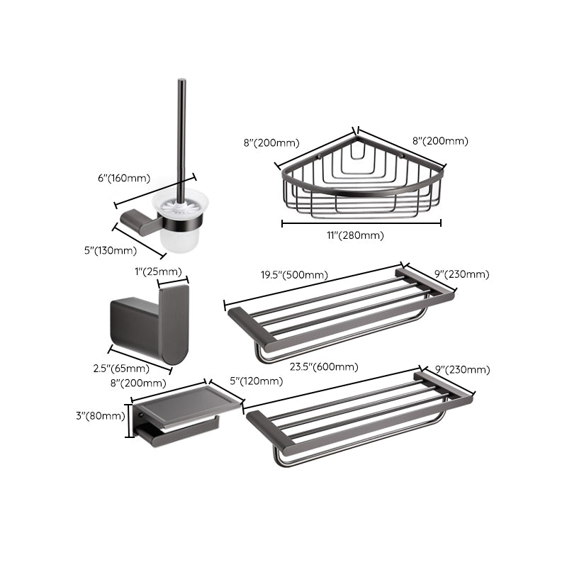 Modern Matte Gray Bathroom Accessory Set Bath Shelf/Towel Bar & Paper Holder Included Clearhalo 'Bathroom Hardware Sets' 'Bathroom Hardware' 'Bathroom Remodel & Bathroom Fixtures' 'bathroom_hardware_sets' 'Home Improvement' 'home_improvement' 'home_improvement_bathroom_hardware_sets' 7392184