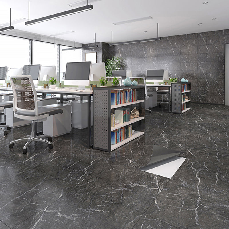 Water Resistant Plastic Floor Stone Look Square Edge Floor Tile Black-Gray Clearhalo 'Flooring 'Home Improvement' 'home_improvement' 'home_improvement_vinyl_flooring' 'Vinyl Flooring' 'vinyl_flooring' Walls and Ceiling' 7392479