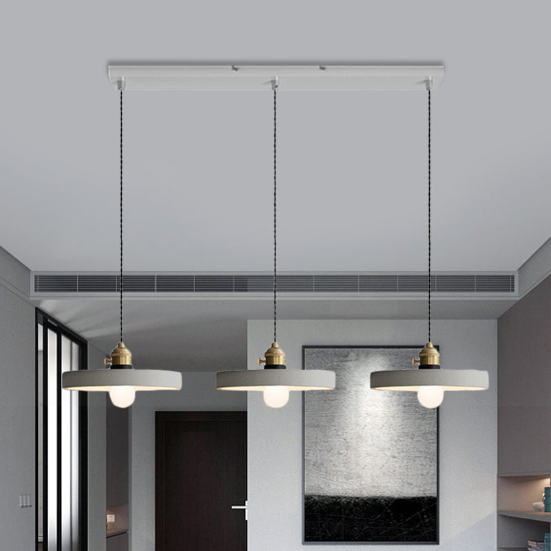 3-Light Multi Pendant Light Vintage Restaurant Hanging Lamp Kit with Bell/Cone/Drum Cement Shade in Grey, 3"/5"/6" Height Grey 3" Clearhalo 'Ceiling Lights' 'Industrial Pendants' 'Industrial' 'Middle Century Pendants' 'Pendant Lights' 'Pendants' 'Tiffany' Lighting' 739267