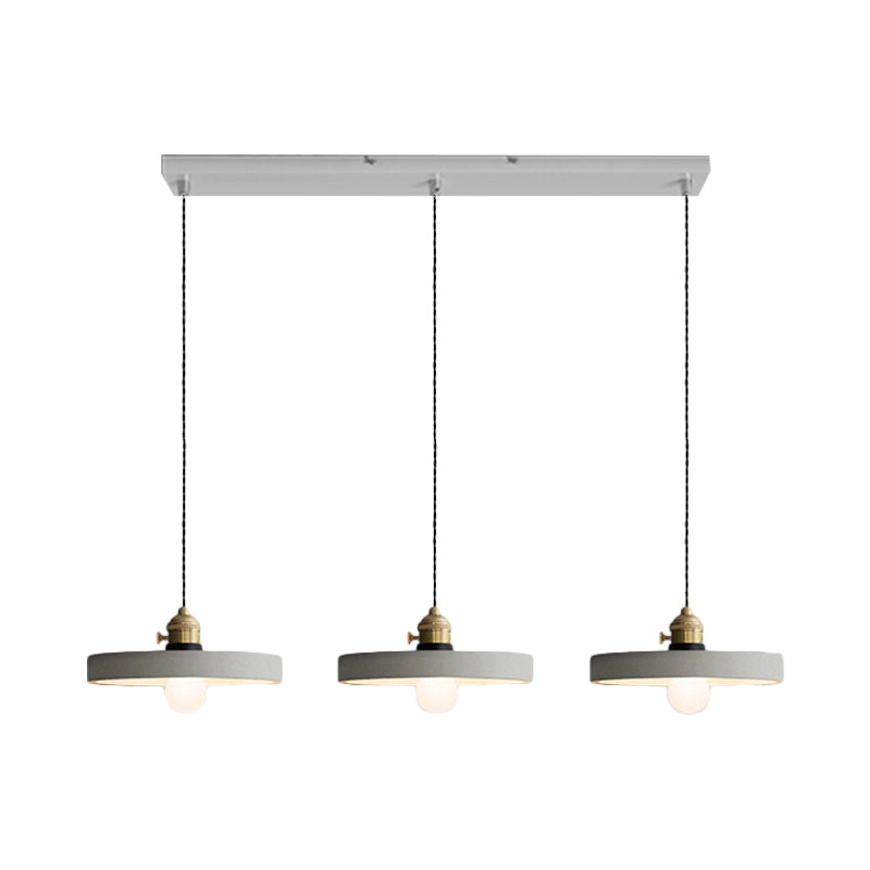 3-Light Multi Pendant Light Vintage Restaurant Hanging Lamp Kit with Bell/Cone/Drum Cement Shade in Grey, 3"/5"/6" Height Clearhalo 'Ceiling Lights' 'Industrial Pendants' 'Industrial' 'Middle Century Pendants' 'Pendant Lights' 'Pendants' 'Tiffany' Lighting' 739270