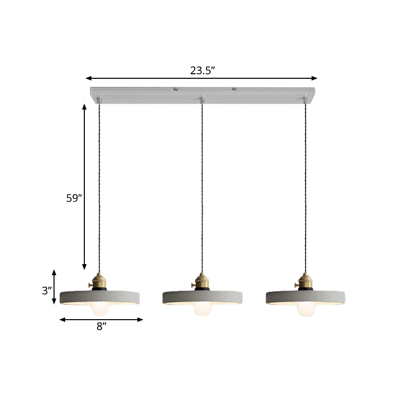 3-Light Multi Pendant Light Vintage Restaurant Hanging Lamp Kit with Bell/Cone/Drum Cement Shade in Grey, 3"/5"/6" Height Clearhalo 'Ceiling Lights' 'Industrial Pendants' 'Industrial' 'Middle Century Pendants' 'Pendant Lights' 'Pendants' 'Tiffany' Lighting' 739271
