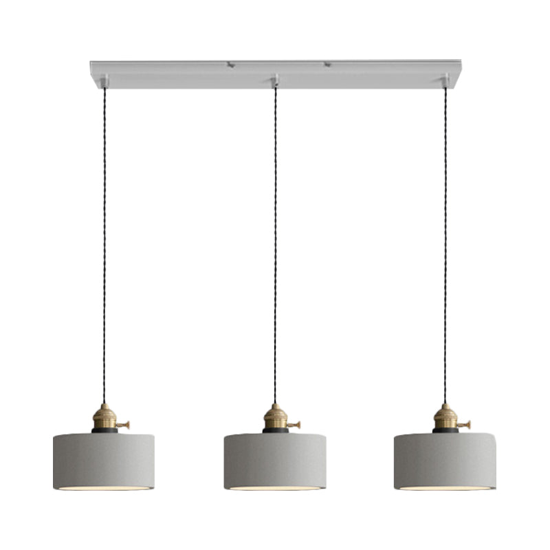 3-Light Multi Pendant Light Vintage Restaurant Hanging Lamp Kit with Bell/Cone/Drum Cement Shade in Grey, 3"/5"/6" Height Clearhalo 'Ceiling Lights' 'Industrial Pendants' 'Industrial' 'Middle Century Pendants' 'Pendant Lights' 'Pendants' 'Tiffany' Lighting' 739275