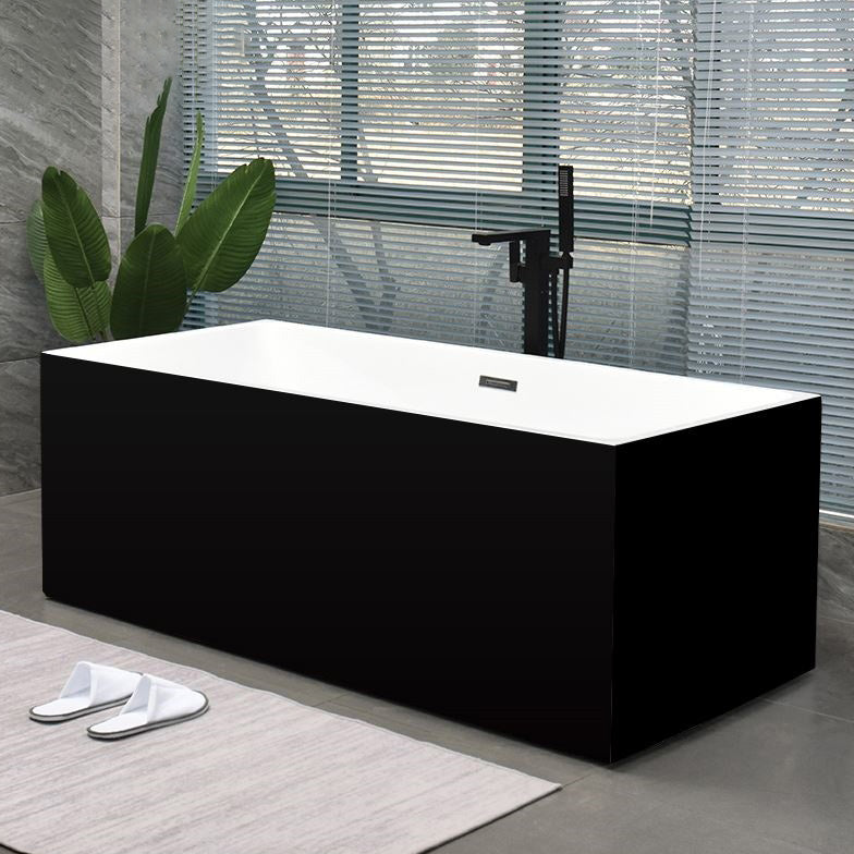 Back to Wall Bath Rectangular Antique Finish Soaking Modern Bath Tub Black Tub with Freestanding Tub Fillers Clearhalo 'Bathroom Remodel & Bathroom Fixtures' 'Bathtubs' 'Home Improvement' 'home_improvement' 'home_improvement_bathtubs' 'Showers & Bathtubs' 7393026