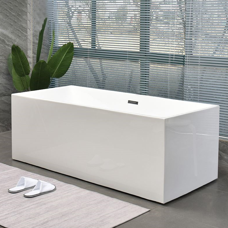 Rectangular Modern Bath Stand Alone Soaking Back to Wall Bathtub White Tub Clearhalo 'Bathroom Remodel & Bathroom Fixtures' 'Bathtubs' 'Home Improvement' 'home_improvement' 'home_improvement_bathtubs' 'Showers & Bathtubs' 7393052