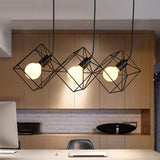 Iron Black Multiple Hanging Light Cube Cage 3 Bulbs Industrial-Style Pendant Lamp Black Clearhalo 'Art Deco Pendants' 'Black' 'Cast Iron' 'Ceiling Lights' 'Ceramic' 'Crystal' 'Industrial Pendants' 'Industrial' 'Metal' 'Middle Century Pendants' 'Pendant Lights' 'Pendants' 'Rustic Pendants' 'Tiffany' Lighting' 739316