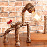 1-Light Dog Table Lamp with Water Pipe Industrial Black/Bronze Wrought Iron Table Lighting for Restaurant Clearhalo 'Lamps' 'Table Lamps' Lighting' 73933