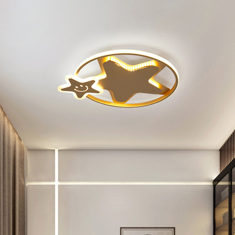 Nordic Mountain/Starfish Acrylic Flush Light LED Flush Mount Recessed Lighting in Golden for Bedroom Clearhalo 'Ceiling Lights' 'Close To Ceiling Lights' 'Close to ceiling' 'Flush mount' Lighting' 739367