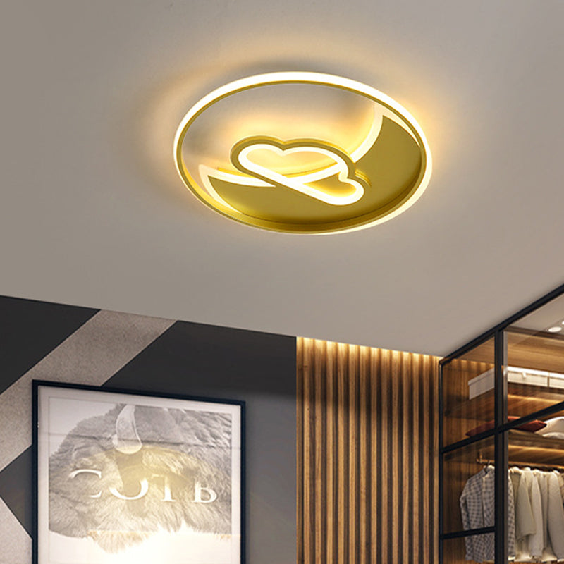 LED Living Room Ceiling Lamp Contemporary Gold Finish Flush Mount Fixture with Star/Loving Heart Acrylic Shade Gold Cloud Clearhalo 'Ceiling Lights' 'Close To Ceiling Lights' 'Close to ceiling' 'Flush mount' Lighting' 739378