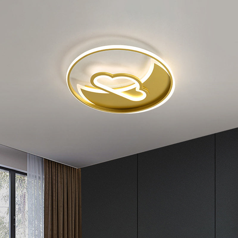 LED Living Room Ceiling Lamp Contemporary Gold Finish Flush Mount Fixture with Star/Loving Heart Acrylic Shade Clearhalo 'Ceiling Lights' 'Close To Ceiling Lights' 'Close to ceiling' 'Flush mount' Lighting' 739379