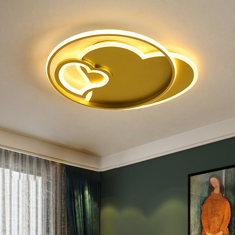 LED Living Room Ceiling Lamp Contemporary Gold Finish Flush Mount Fixture with Star/Loving Heart Acrylic Shade Gold Loving Heart Clearhalo 'Ceiling Lights' 'Close To Ceiling Lights' 'Close to ceiling' 'Flush mount' Lighting' 739382