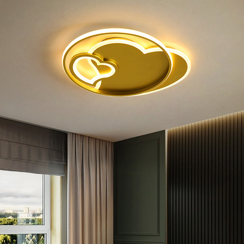 LED Living Room Ceiling Lamp Contemporary Gold Finish Flush Mount Fixture with Star/Loving Heart Acrylic Shade Clearhalo 'Ceiling Lights' 'Close To Ceiling Lights' 'Close to ceiling' 'Flush mount' Lighting' 739383