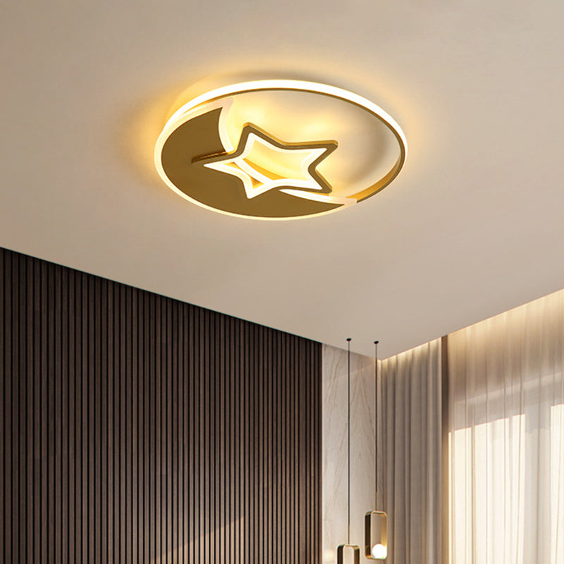 LED Living Room Ceiling Lamp Contemporary Gold Finish Flush Mount Fixture with Star/Loving Heart Acrylic Shade Clearhalo 'Ceiling Lights' 'Close To Ceiling Lights' 'Close to ceiling' 'Flush mount' Lighting' 739387