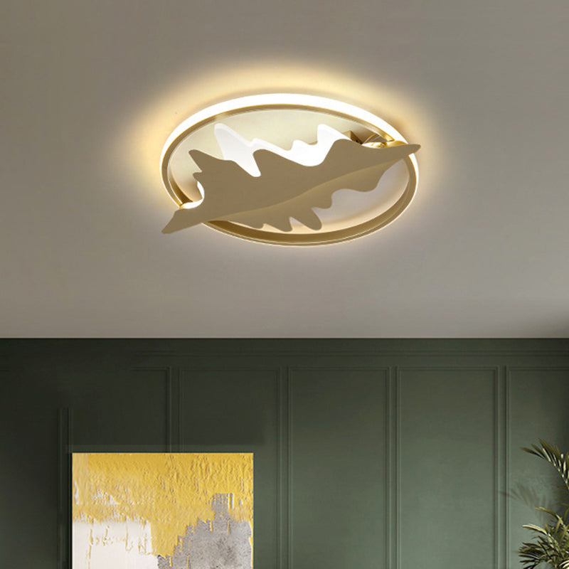 Crown/V-Shaped Acrylic Ceiling Mount Kids Style LED Golden Finish Flushmount Light for Living Room Gold Mountain Clearhalo 'Ceiling Lights' 'Close To Ceiling Lights' 'Close to ceiling' 'Flush mount' Lighting' 739390