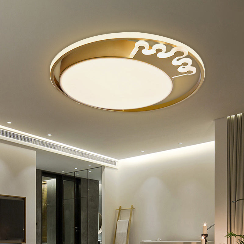 Crown/V-Shaped Acrylic Ceiling Mount Kids Style LED Golden Finish Flushmount Light for Living Room Gold Crown Clearhalo 'Ceiling Lights' 'Close To Ceiling Lights' 'Close to ceiling' 'Flush mount' Lighting' 739394