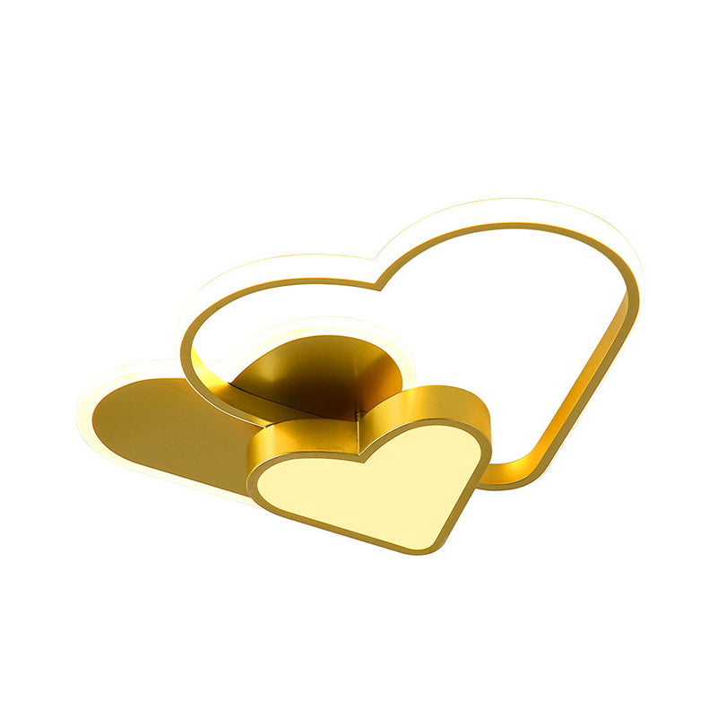 Heart Design Ceiling Fixture Modern Acrylic LED Gold Finish Flush Mount Light for Bedroom Clearhalo 'Ceiling Lights' 'Close To Ceiling Lights' 'Close to ceiling' 'Flush mount' Lighting' 739407