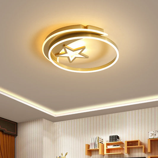 Acrylic Star Flushmount Ceiling Lamp Nordic Style LED Lighting Fixture in Gold/Coffee for Bedroom Gold Clearhalo 'Ceiling Lights' 'Close To Ceiling Lights' 'Close to ceiling' 'Flush mount' Lighting' 739426