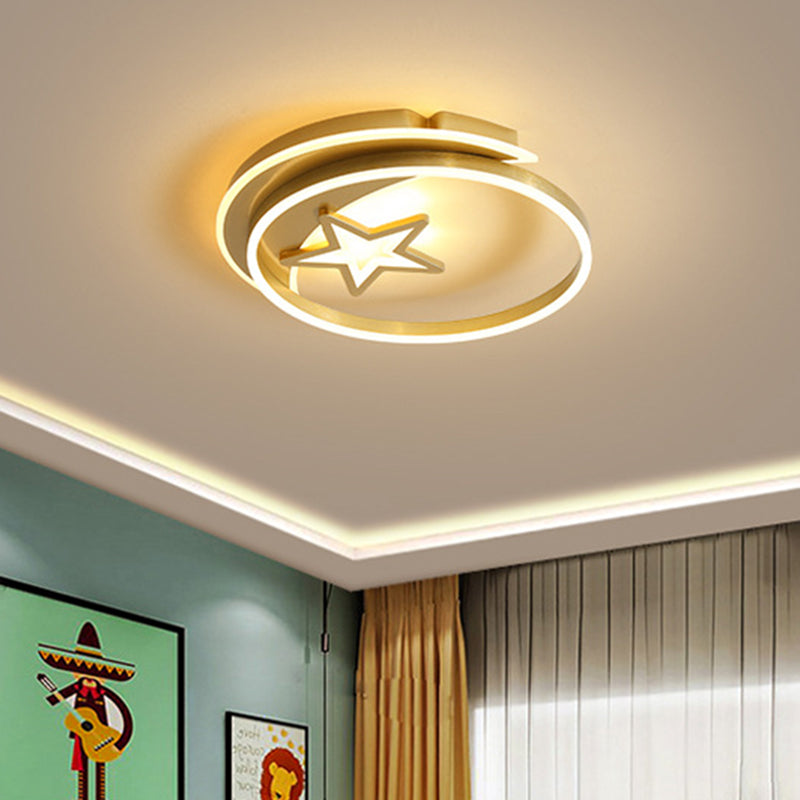 Acrylic Star Flushmount Ceiling Lamp Nordic Style LED Lighting Fixture in Gold/Coffee for Bedroom Clearhalo 'Ceiling Lights' 'Close To Ceiling Lights' 'Close to ceiling' 'Flush mount' Lighting' 739427