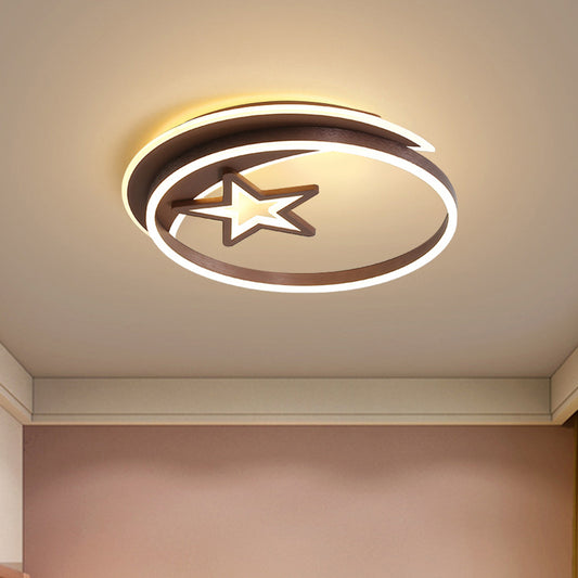 Acrylic Star Flushmount Ceiling Lamp Nordic Style LED Lighting Fixture in Gold/Coffee for Bedroom Coffee Clearhalo 'Ceiling Lights' 'Close To Ceiling Lights' 'Close to ceiling' 'Flush mount' Lighting' 739430