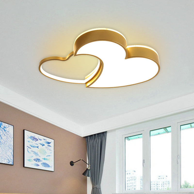 Kids LED Flush-Mount Light Fixture Gold Loving Heart Ceiling Lamp with Acrylic Shade Gold Clearhalo 'Ceiling Lights' 'Close To Ceiling Lights' 'Close to ceiling' 'Flush mount' Lighting' 739440