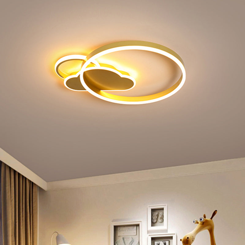 LED Bedroom Flush Light Fixture Creative Gold Ceiling Flush with Cloud Acrylic Shade Gold Clearhalo 'Ceiling Lights' 'Close To Ceiling Lights' 'Close to ceiling' 'Flush mount' Lighting' 739452