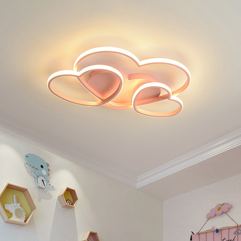 Heart Design Acrylic Ceiling Lighting Minimalist LED White/Pink/Gold Finish Flush Mount Light Fixture Pink Clearhalo 'Ceiling Lights' 'Close To Ceiling Lights' 'Close to ceiling' 'Flush mount' Lighting' 739456