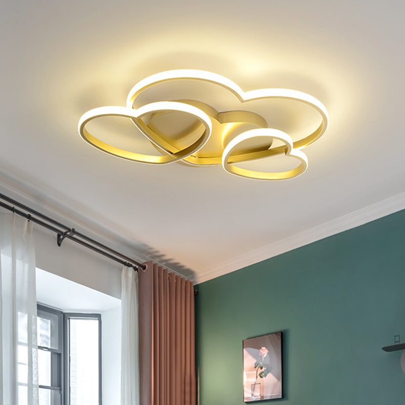 Heart Design Acrylic Ceiling Lighting Minimalist LED White/Pink/Gold Finish Flush Mount Light Fixture Clearhalo 'Ceiling Lights' 'Close To Ceiling Lights' 'Close to ceiling' 'Flush mount' Lighting' 739461