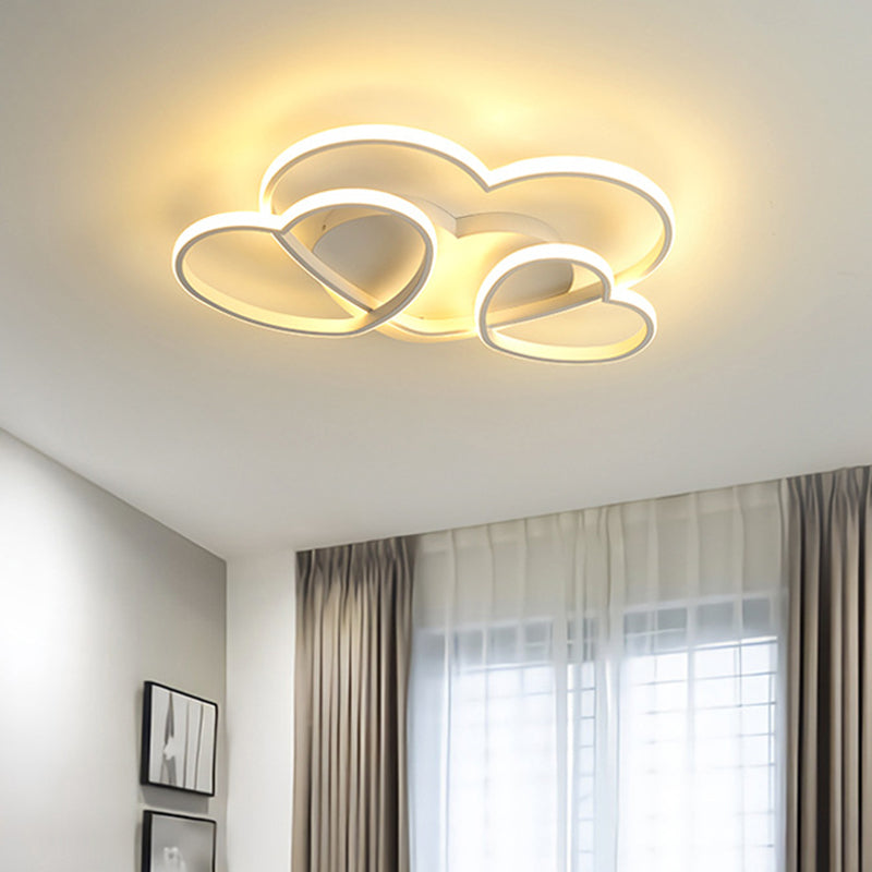 Heart Design Acrylic Ceiling Lighting Minimalist LED White/Pink/Gold Finish Flush Mount Light Fixture Clearhalo 'Ceiling Lights' 'Close To Ceiling Lights' 'Close to ceiling' 'Flush mount' Lighting' 739464