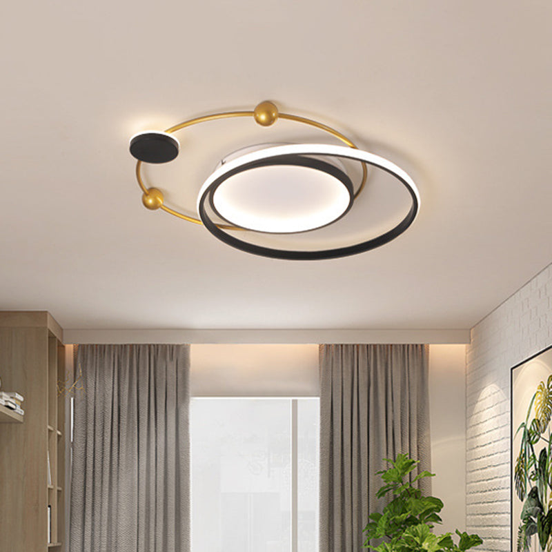 Acrylic Universe Flush Light Fixture Cartoon Style LED Close to Ceiling Lamp in Gold, White/Warm Light Gold Clearhalo 'Ceiling Lights' 'Close To Ceiling Lights' 'Close to ceiling' 'Flush mount' Lighting' 739478