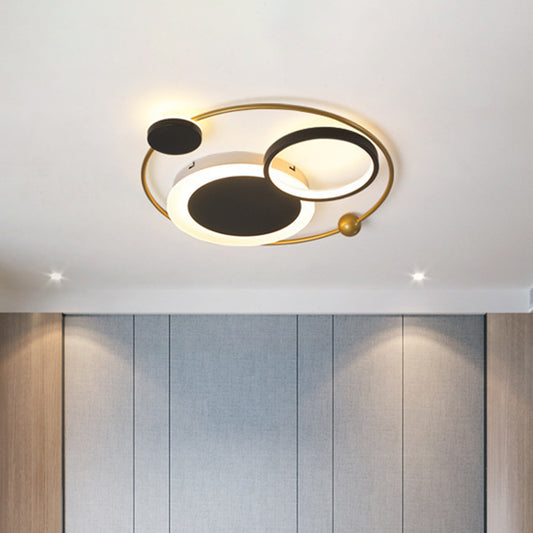 Gold Orbit Flushmount Lighting Creative LED Acrylic Flush Mount Fixture in Warm/White Light for Living Room Gold Clearhalo 'Ceiling Lights' 'Close To Ceiling Lights' 'Close to ceiling' 'Flush mount' Lighting' 739482