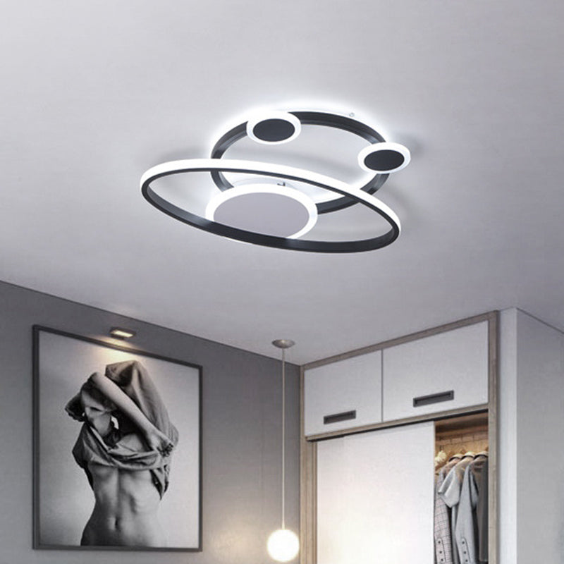 Minimalist LED Flush Mount Lamp Black Planet Ceiling Light Fixture with Acrylic Shade for Living Room in Warm/White Light Black Clearhalo 'Ceiling Lights' 'Close To Ceiling Lights' 'Close to ceiling' 'Flush mount' Lighting' 739486