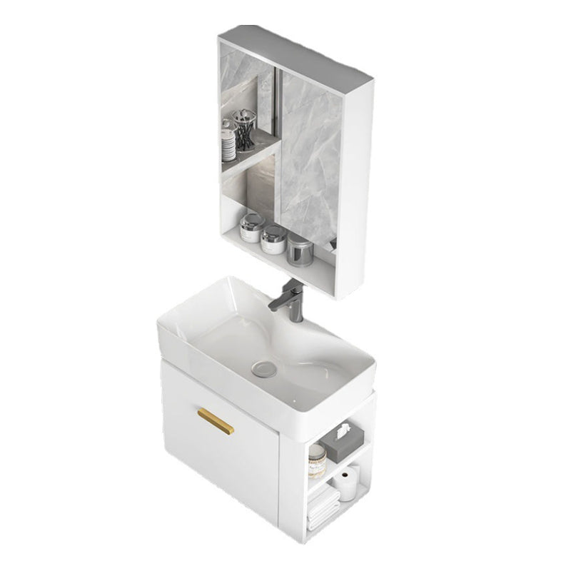 Modern Single Sink Vanity Set Wall Mount White Ceramic Vanity Clearhalo 'Bathroom Remodel & Bathroom Fixtures' 'Bathroom Vanities' 'bathroom_vanities' 'Home Improvement' 'home_improvement' 'home_improvement_bathroom_vanities' 7394917