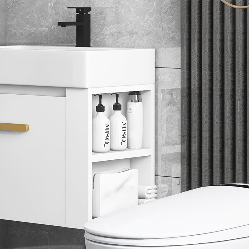 Modern Single Sink Vanity Set Wall Mount White Ceramic Vanity Clearhalo 'Bathroom Remodel & Bathroom Fixtures' 'Bathroom Vanities' 'bathroom_vanities' 'Home Improvement' 'home_improvement' 'home_improvement_bathroom_vanities' 7394920