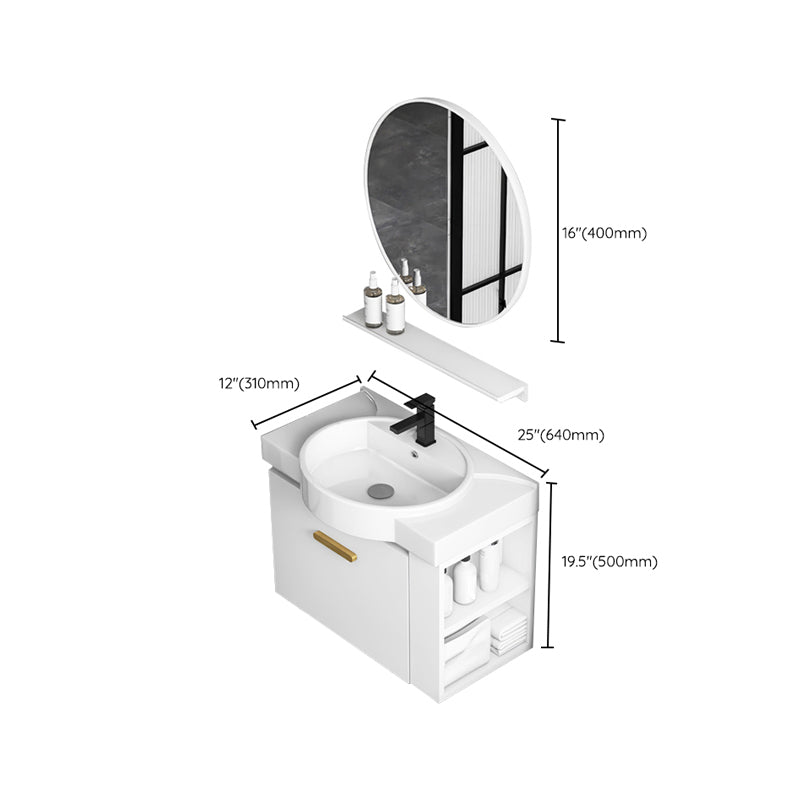 Modern Single Sink Vanity Set Wall Mount White Ceramic Vanity Clearhalo 'Bathroom Remodel & Bathroom Fixtures' 'Bathroom Vanities' 'bathroom_vanities' 'Home Improvement' 'home_improvement' 'home_improvement_bathroom_vanities' 7394931