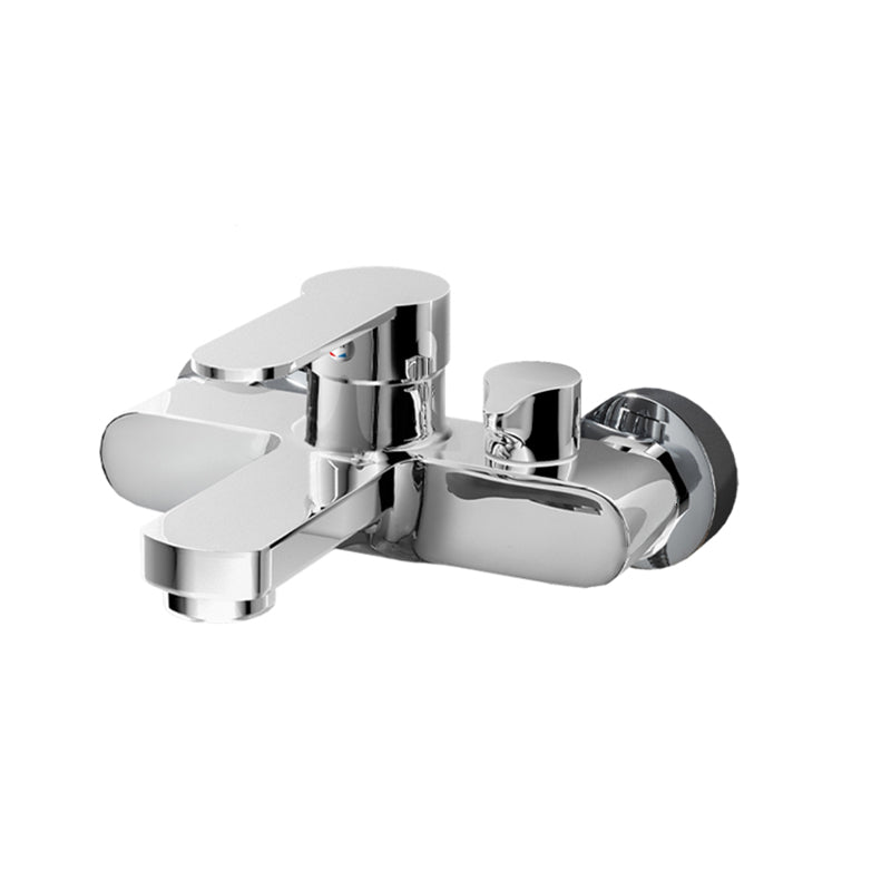 Popular Wall Mount Tub Faucet Fixed Lever Handle Bath Filler Trim Clearhalo 'Bathroom Remodel & Bathroom Fixtures' 'Bathtub Faucets' 'bathtub_faucets' 'Home Improvement' 'home_improvement' 'home_improvement_bathtub_faucets' 7395809