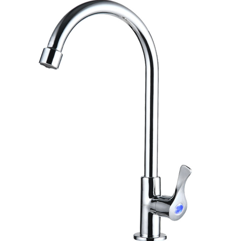 Modern Style Bar Faucet Brass Lever Handle Gooseneck Bar Faucet Clearhalo 'Home Improvement' 'home_improvement' 'home_improvement_kitchen_faucets' 'Kitchen Faucets' 'Kitchen Remodel & Kitchen Fixtures' 'Kitchen Sinks & Faucet Components' 'kitchen_faucets' 7396889