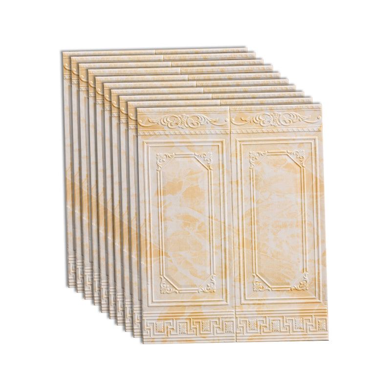 3D Backsplash Panels Contemporary Plastic Backsplash Panels with Waterproof Yellow/ White 10-Piece Set Clearhalo 'Flooring 'Home Improvement' 'home_improvement' 'home_improvement_wall_paneling' 'Wall Paneling' 'wall_paneling' 'Walls & Ceilings' Walls and Ceiling' 7396925