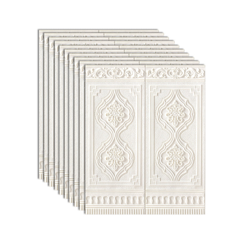 3D Backsplash Panels Contemporary Plastic Backsplash Panels with Waterproof Off-White 10-Piece Set Clearhalo 'Flooring 'Home Improvement' 'home_improvement' 'home_improvement_wall_paneling' 'Wall Paneling' 'wall_paneling' 'Walls & Ceilings' Walls and Ceiling' 7396929