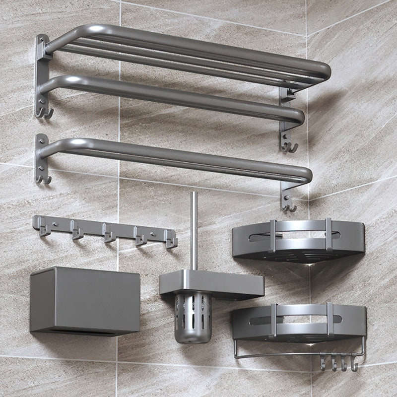 Modern Bathroom Accessories Hardware Set Grey Metal Bathroom Accessory Kit Anti-rust Clearhalo 'Bathroom Hardware Sets' 'Bathroom Hardware' 'Bathroom Remodel & Bathroom Fixtures' 'bathroom_hardware_sets' 'Home Improvement' 'home_improvement' 'home_improvement_bathroom_hardware_sets' 7397078