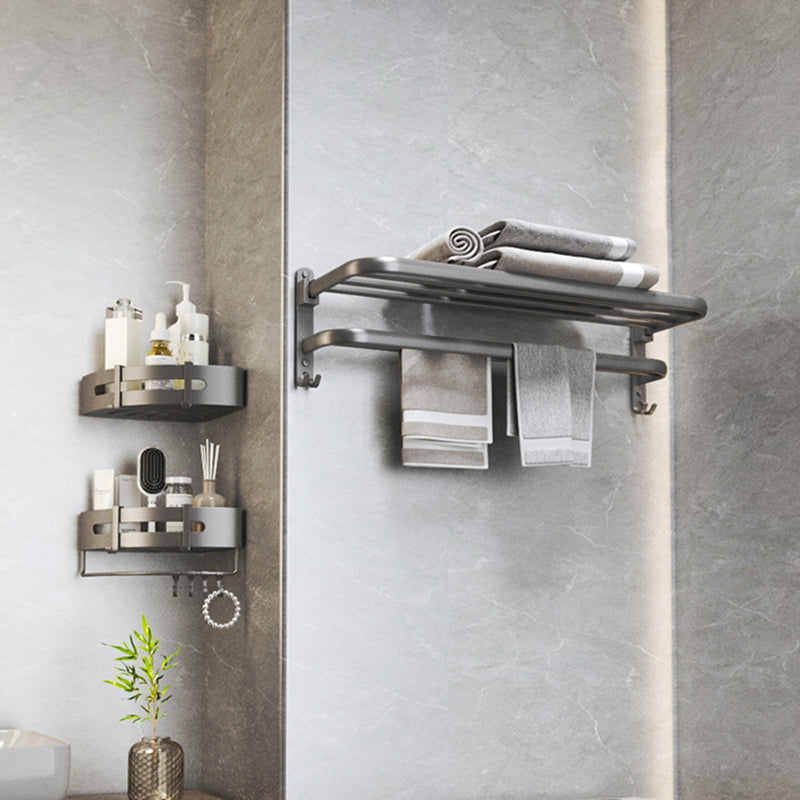 Modern Bathroom Accessories Hardware Set Grey Metal Bathroom Accessory Kit Anti-rust 3-Piece Set(Double Deck Shelves) Clearhalo 'Bathroom Hardware Sets' 'Bathroom Hardware' 'Bathroom Remodel & Bathroom Fixtures' 'bathroom_hardware_sets' 'Home Improvement' 'home_improvement' 'home_improvement_bathroom_hardware_sets' 7397097