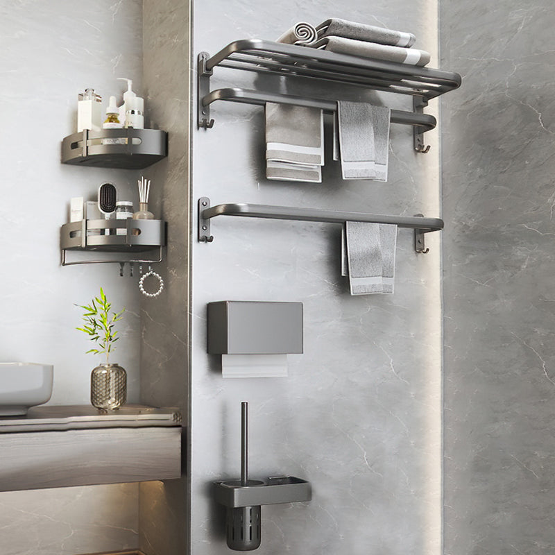 Modern Bathroom Accessories Hardware Set Grey Metal Bathroom Accessory Kit Anti-rust 6-Piece Set Clearhalo 'Bathroom Hardware Sets' 'Bathroom Hardware' 'Bathroom Remodel & Bathroom Fixtures' 'bathroom_hardware_sets' 'Home Improvement' 'home_improvement' 'home_improvement_bathroom_hardware_sets' 7397099