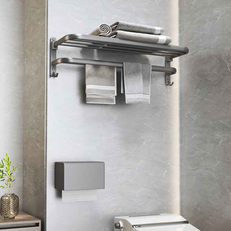 Modern Bathroom Accessories Hardware Set Grey Metal Bathroom Accessory Kit Anti-rust Bath Towel Holder & Tissue Box Clearhalo 'Bathroom Hardware Sets' 'Bathroom Hardware' 'Bathroom Remodel & Bathroom Fixtures' 'bathroom_hardware_sets' 'Home Improvement' 'home_improvement' 'home_improvement_bathroom_hardware_sets' 7397104