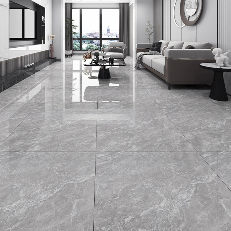 Modern Square Marbling Singular Tile Slip Resistant Polished Tile Grey 15 Pieces Clearhalo 'Floor Tiles & Wall Tiles' 'floor_tiles_wall_tiles' 'Flooring 'Home Improvement' 'home_improvement' 'home_improvement_floor_tiles_wall_tiles' Walls and Ceiling' 7397441