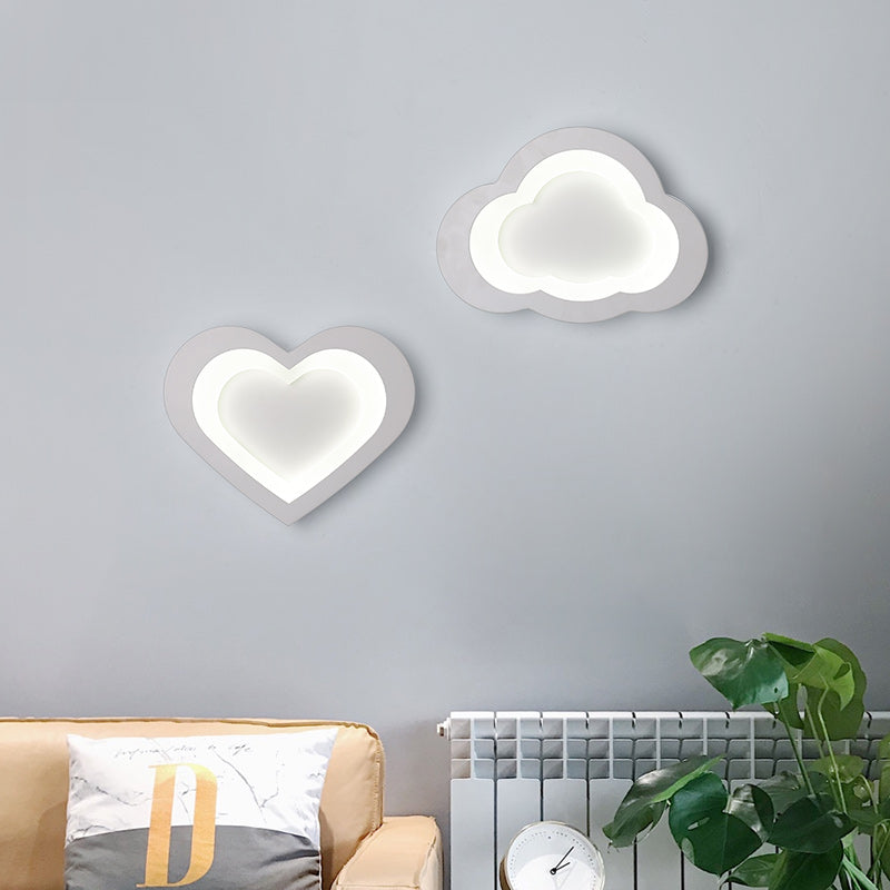 Integrated Led Cartoon Wall Mount Light Modern Simple Acrylic Wall Lighting in White Clearhalo 'Wall Lamps & Sconces' 'Wall Lights' Lighting' 73982