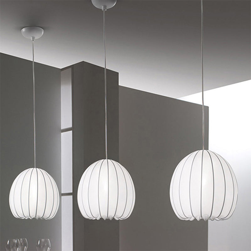 Hemisphere Drop Pendant Simple Fabric 1-Light White Hanging Ceiling Light over Table White Clearhalo 'Ceiling Lights' 'Modern Pendants' 'Modern' 'Pendant Lights' 'Pendants' Lighting' 739839