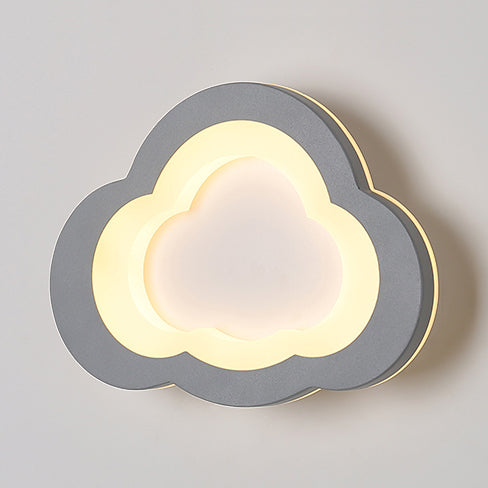 Integrated Led Cartoon Wall Mount Light Modern Simple Acrylic Wall Lighting in White Grey Cloud Warm Clearhalo 'Wall Lamps & Sconces' 'Wall Lights' Lighting' 73985