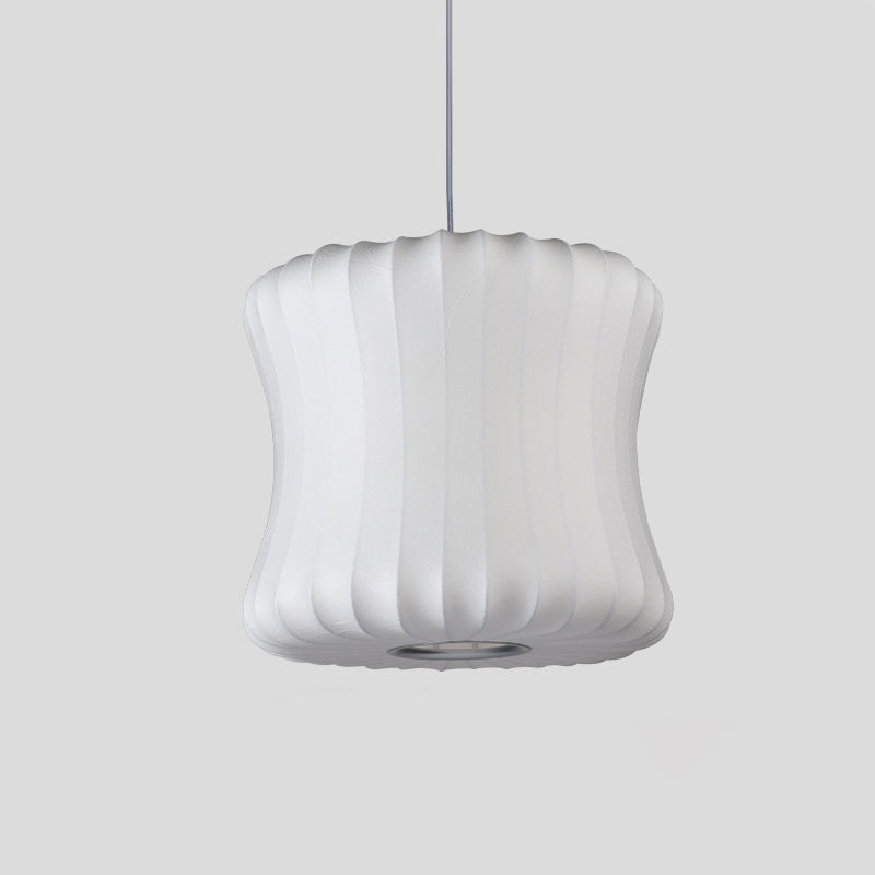 Curvy Fabric Pendant Lighting Modern 1 Head White Ceiling Suspension Lamp, 14.5"/18.5" Wide Clearhalo 'Ceiling Lights' 'Modern Pendants' 'Modern' 'Pendant Lights' 'Pendants' Lighting' 739855