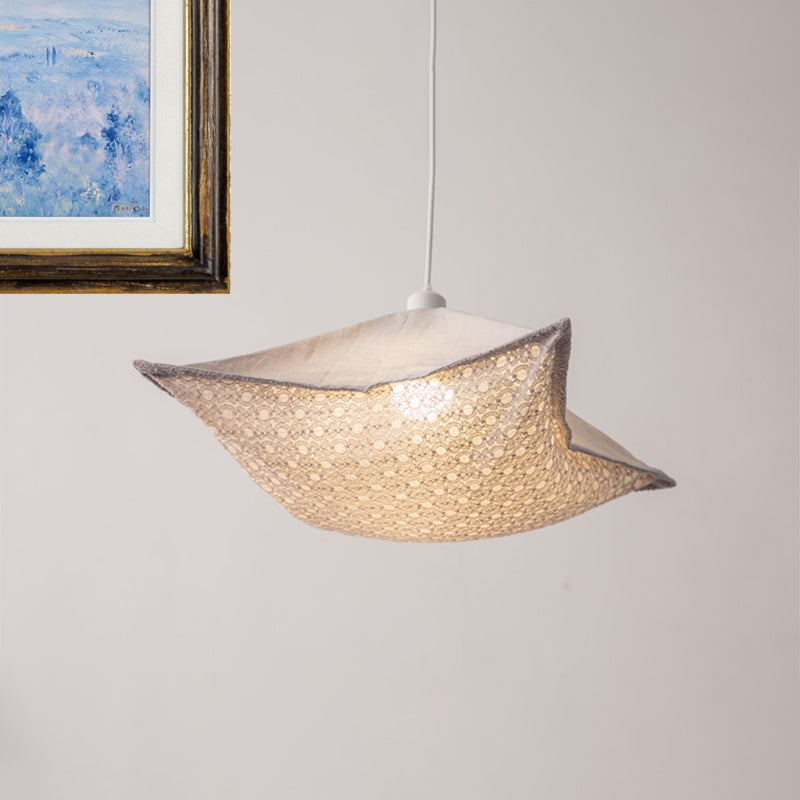 Modern Style Cushion Hanging Lamp Patterned Fabric 1 Bulb Living Room Pendant Ceiling Light in Light-Purple/White/Green Clearhalo 'Ceiling Lights' 'Modern Pendants' 'Modern' 'Pendant Lights' 'Pendants' Lighting' 739880